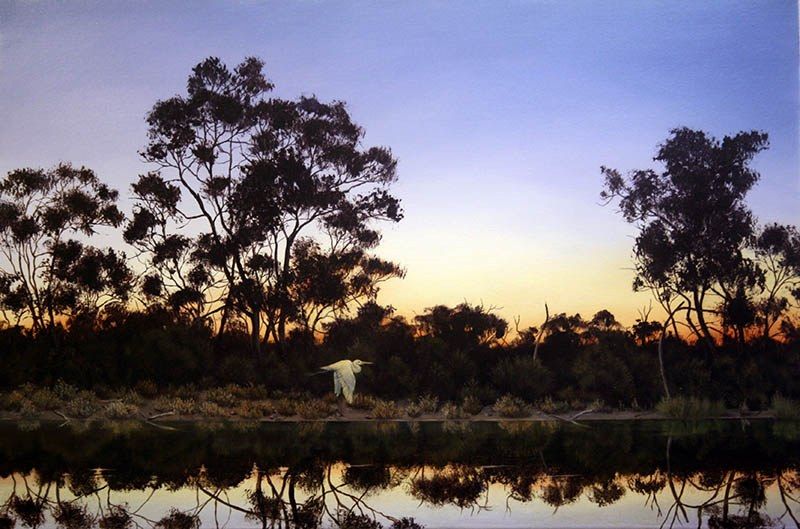 Thomson River Nightfall Remembered, acrylic on canvas, by James Ainslie