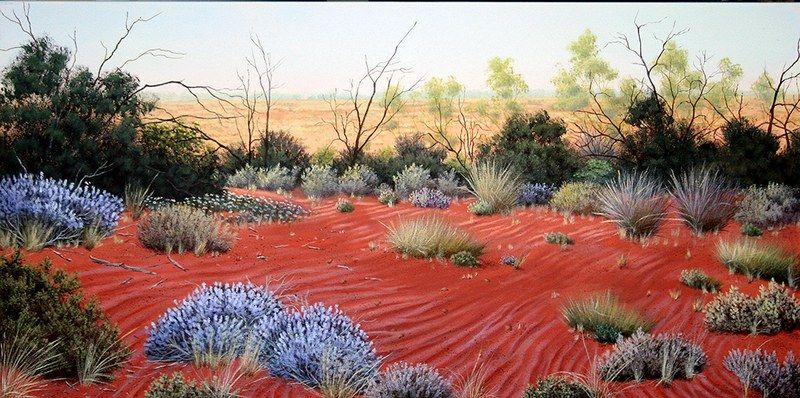 Mulla Mulla Dawn 2, acrylic on canvas, by James Ainslie