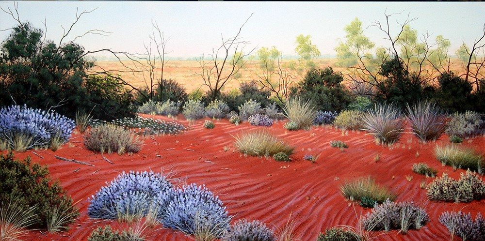 Mulla Mulla Dawn 2, acrylic on canvas, by James Ainslie