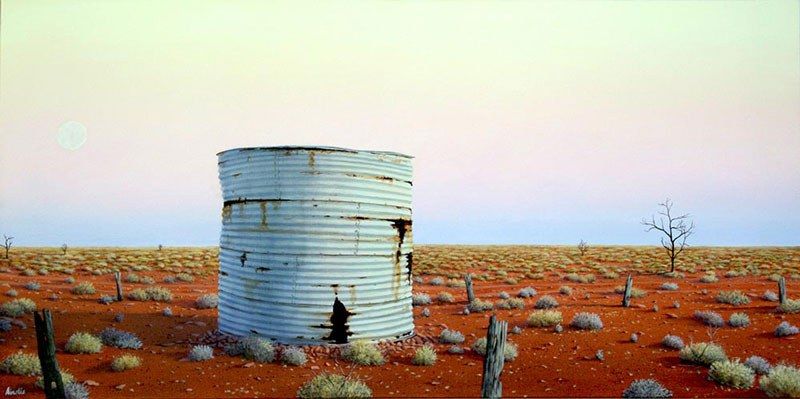 Outback Tank, acrylic on linen, by James Ainslie
