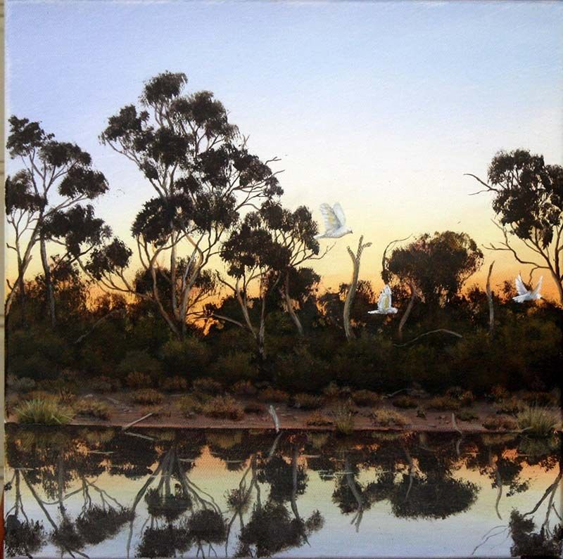 Study for a Thomson River Sunset, acrylic on canvas, by James Ainslie