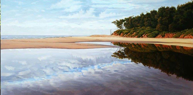 Tidal Pool Reflections, acrylic on linen, by James Ainslie