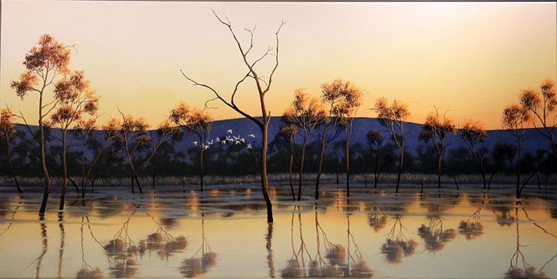 As Evening Light Falls 2, acrylic on linen, by James Ainslie