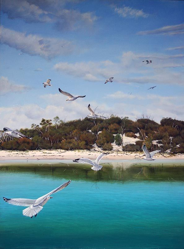 Wheeling, acrylic on canvas, by James Ainslie