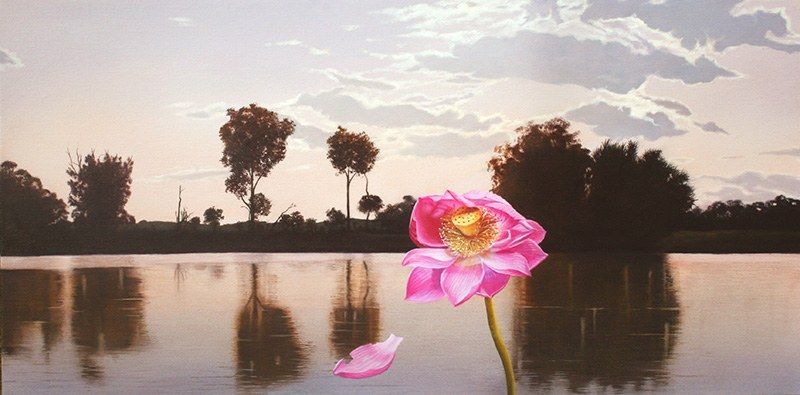 And Soft The Petal Falls, acrylic on linen, by James Ainslie