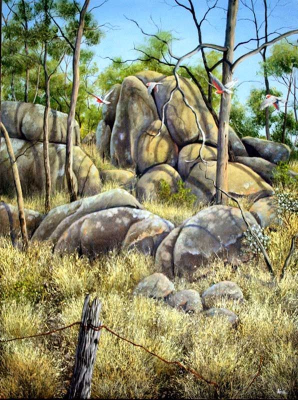 Hillside Track, acrylic on canvas, by James Ainslie