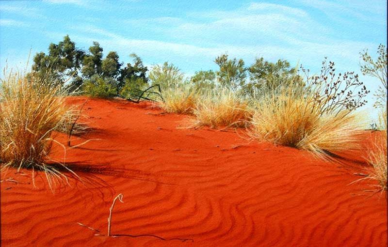 Dune Shadows, acrylic on Arches paper, by James Ainslie