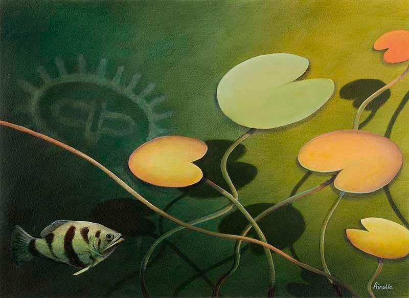 Spirit Of A Kimberley Billabong, acrylic on Arches paper, by James Ainslie