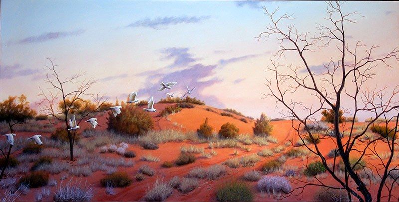 Desert Dune Morning Flight, acrylic on canvas, by James Ainslie