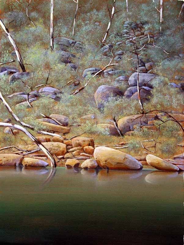 Finnis River, acrylic on Arches paper, by James Ainslie