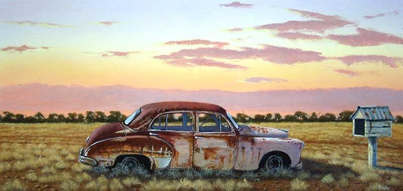 Study For the Mail Box, acrylic on Arches paper, by James Ainslie