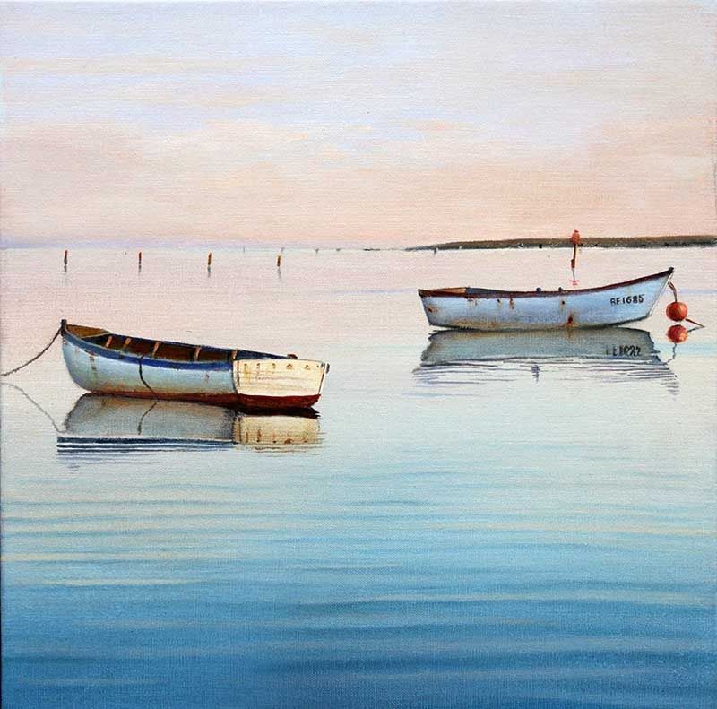 Fisherman's Bay Morning 2, acrylic on linen, by James Ainslie