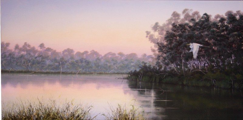 River Dawn 2, acrylic on canvas, by James Ainslie