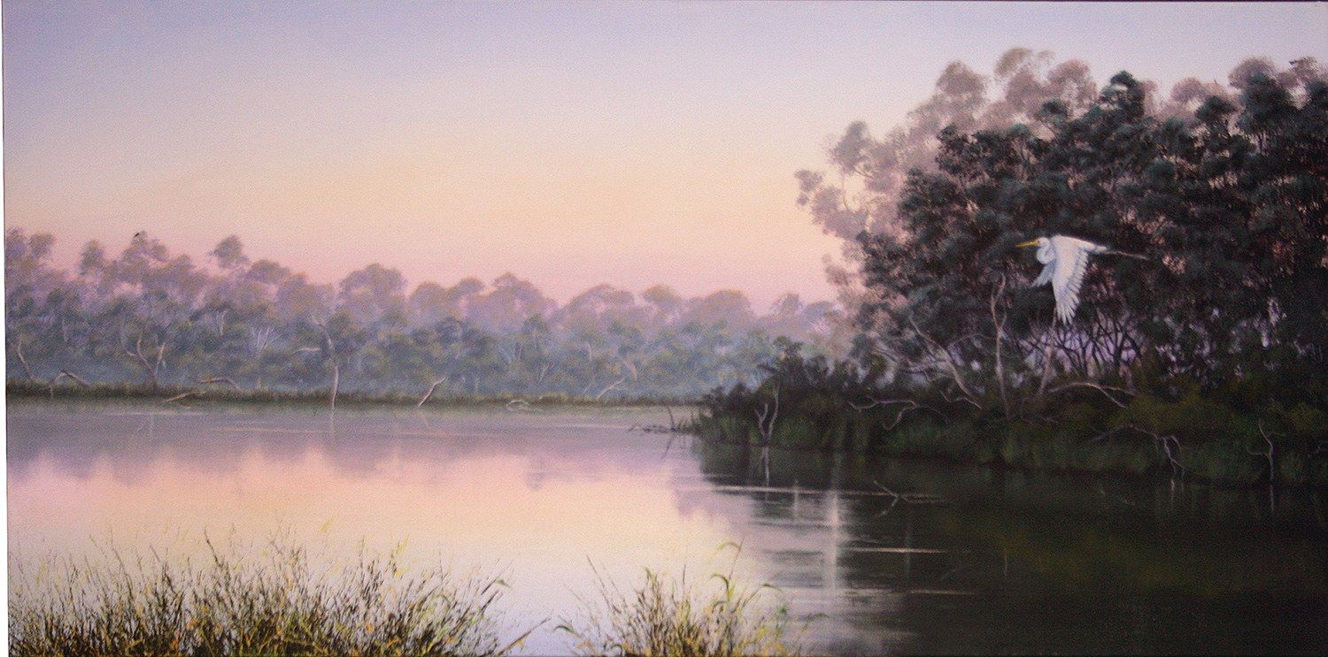 River Dawn 2, acrylic on canvas, by James Ainslie